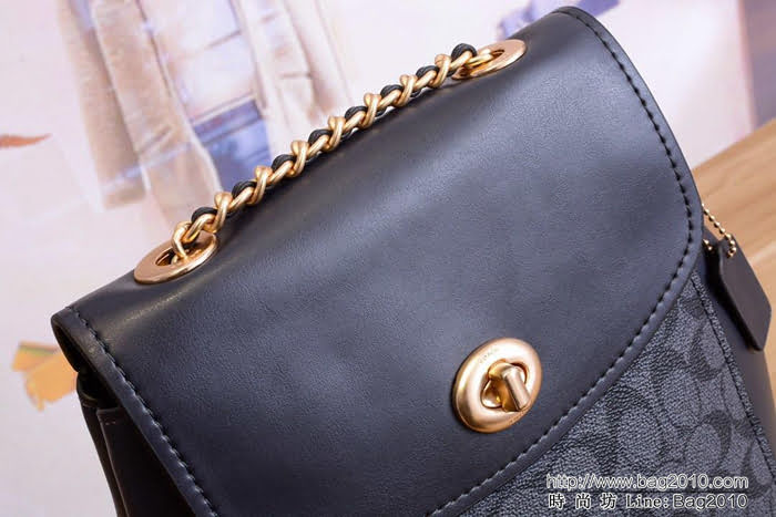COACH蔻馳 38585 印花pvc拼牛皮 PARKER女雙肩背包 多用款式 雙肩書包 單肩斜挎  Chz1568